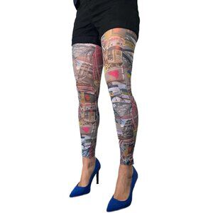 Brooklyn Street Art Footless Tights – Urban Print for Women